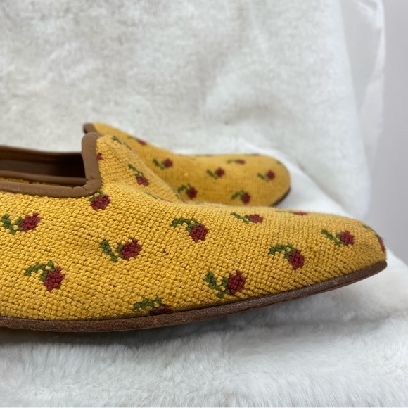 Zalo Vintage Zalo Yellow & Red Rose Needlepoint Flats size 11 - Picture 4 of 16